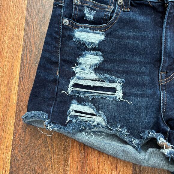 American Eagle Hi-Rise Shortie Distressed Jean Shorts - Size 4 - Picture 3 of 7
